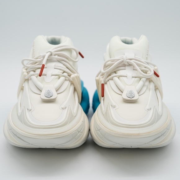 size 42 9 US Balmain Unicorn White Blue Sneakers Neoprene - Picture 2 of 14